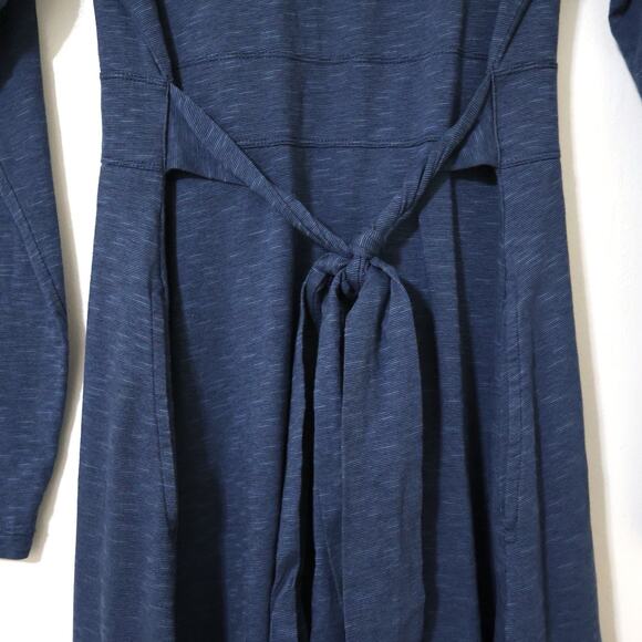 Toad and Co Blue Cue Wrap Long Sleeve Dress L Gorpcore Organic Cotton Eco - Picture 8 of 8